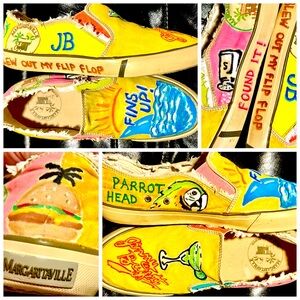 Jimmy Buffet Margaritaville Men's Beach Boat Shoes 10.5 Tan Canvas slipon loafer